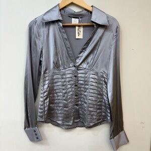 Marciano Office Siren Silk Button-Down Blouse Size Small